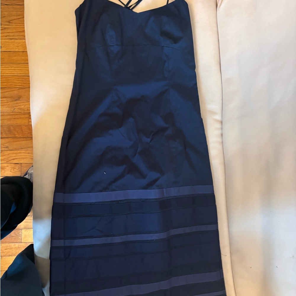 Kenneth Cole Navy Midi Strappy A-Line Dress